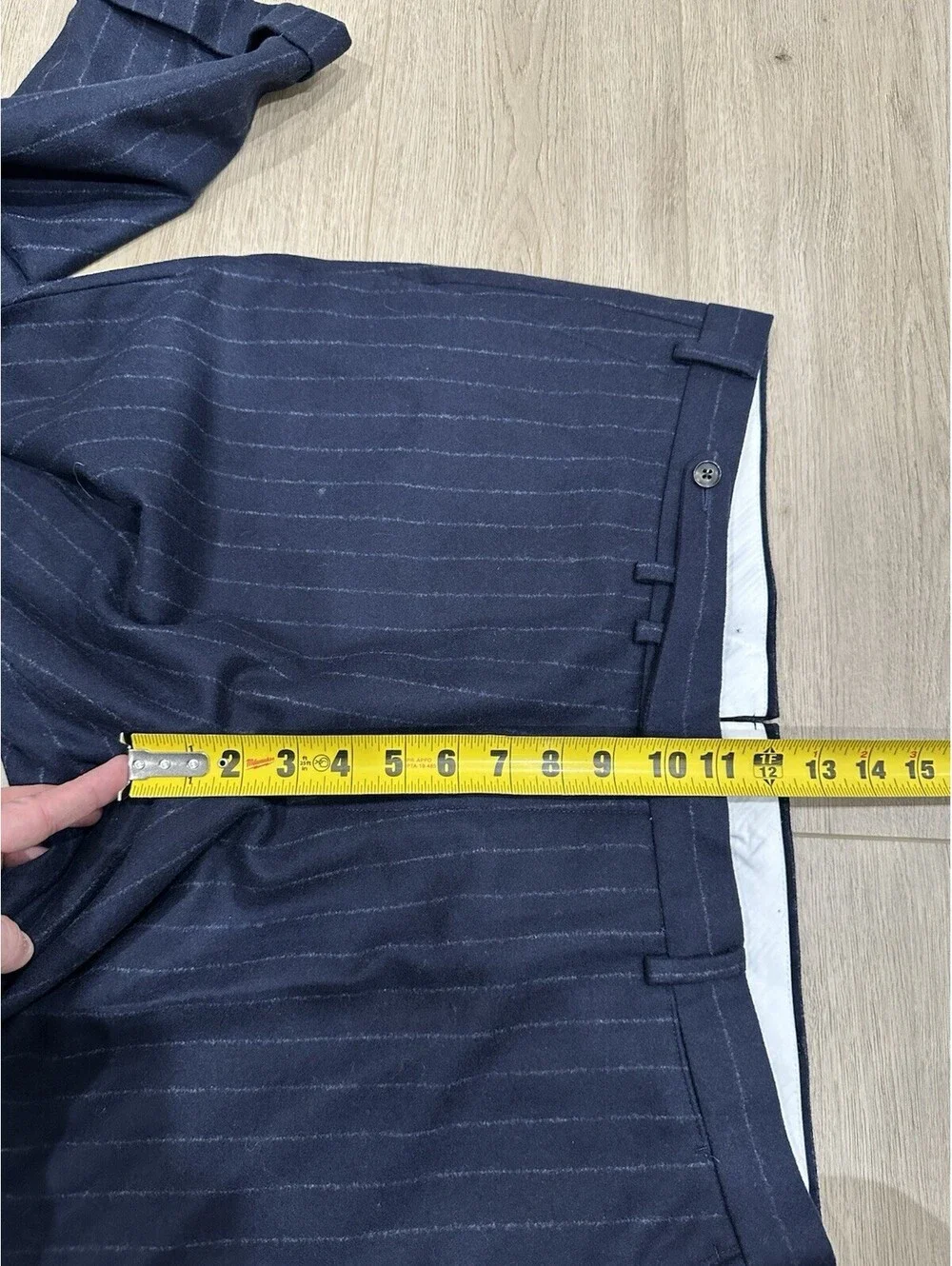 Suitsupply Circular Wool Flannel Striped Navy White Dress Pants Trousers 38x25